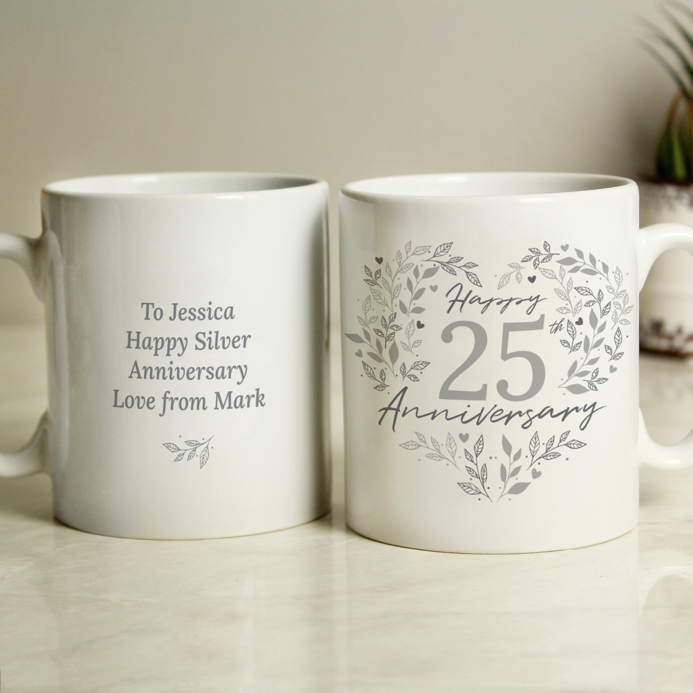 Personalised 25th Silver Wedding Anniversary Mug – Precious Panda