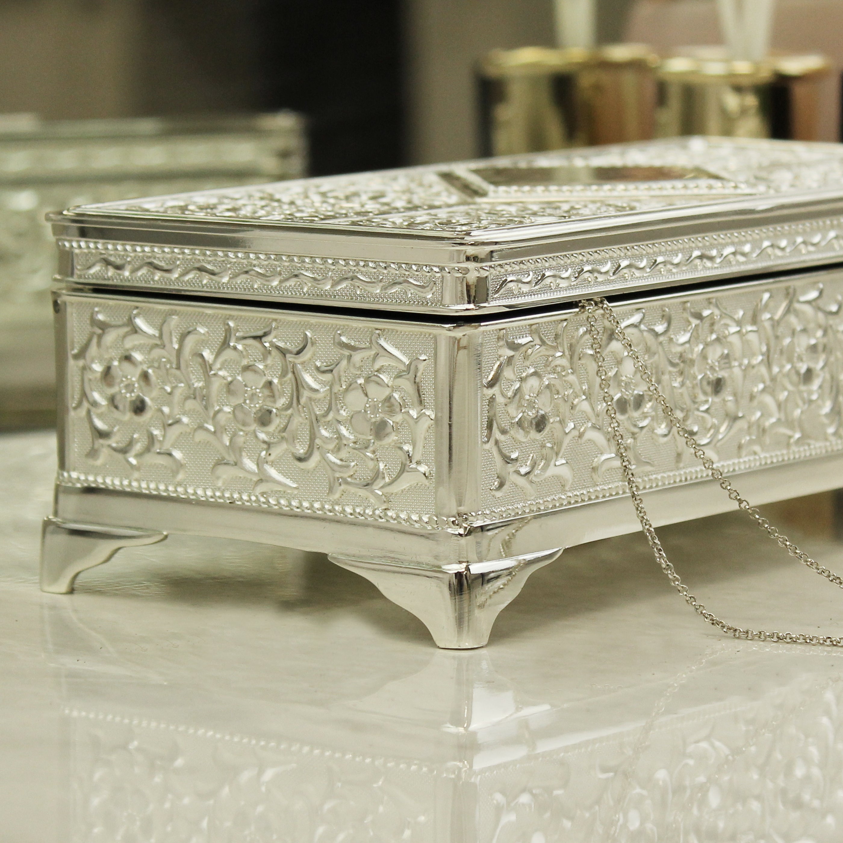 Personalised Classic Antique Silver Plated Jewellery Box4