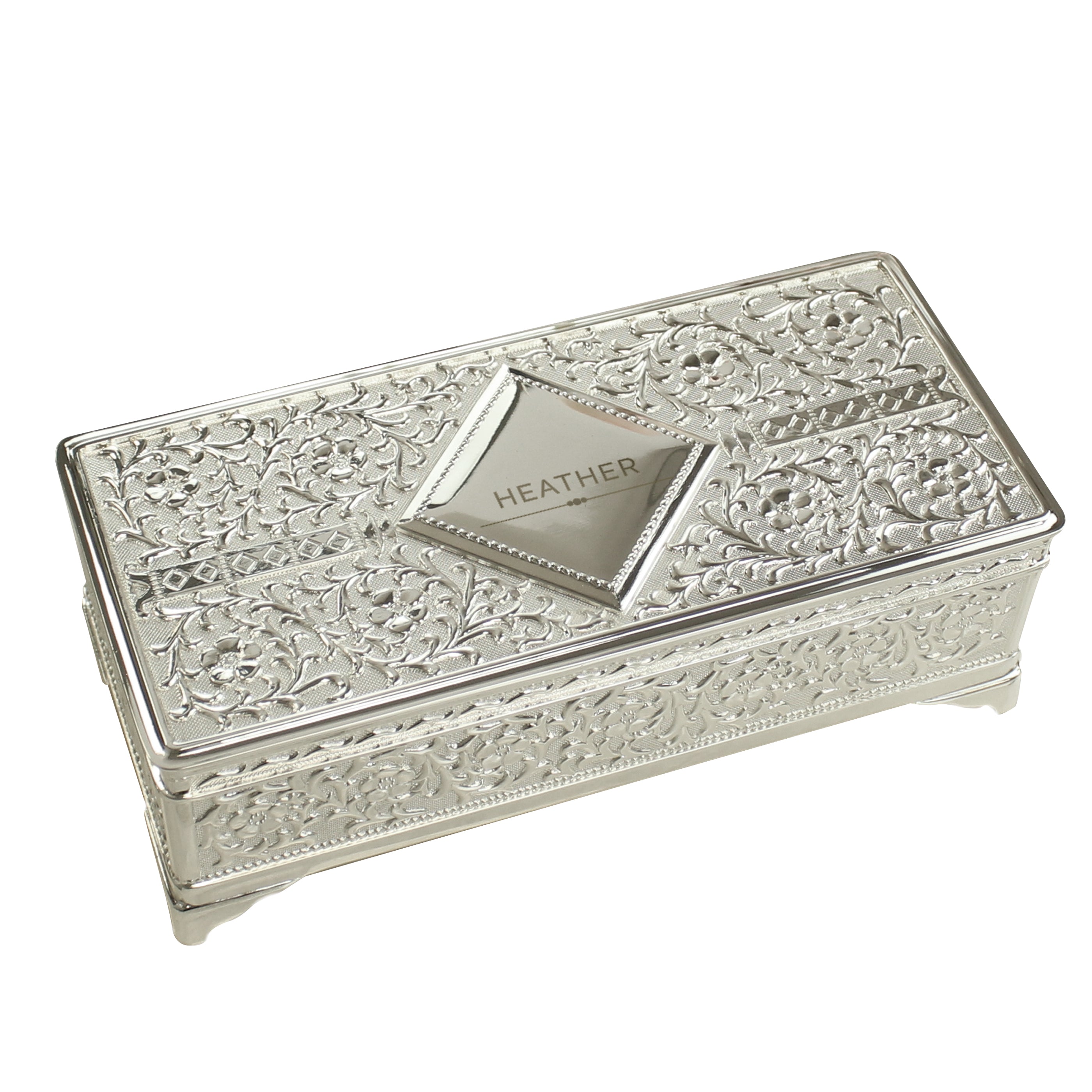 Personalised Classic Antique Silver Plated Jewellery Box5