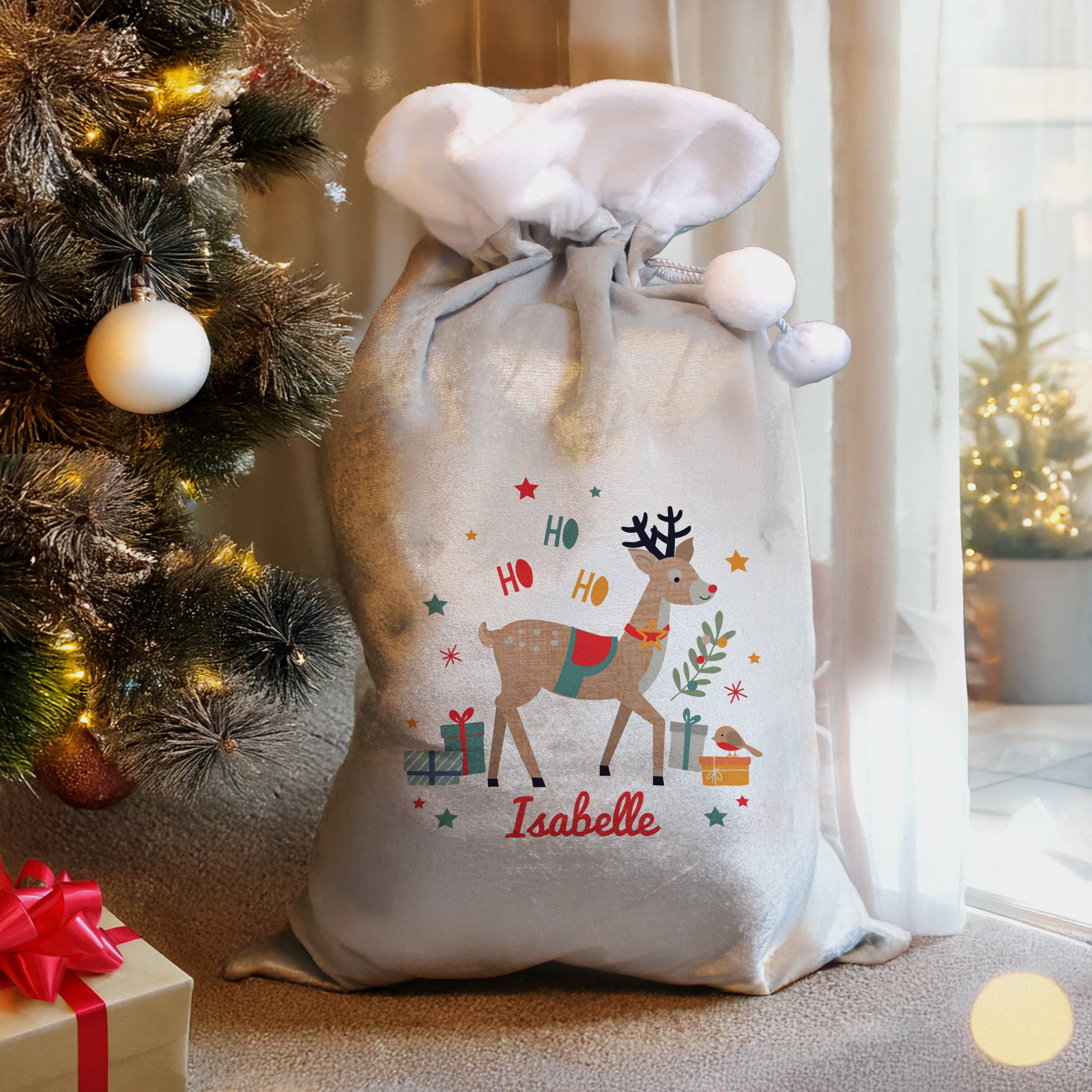 PersonalisedReindeerChristmasSack1