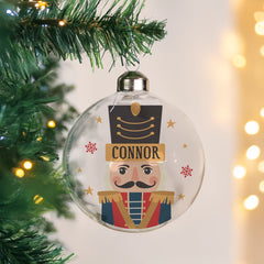 Personalised Nutcracker Christmas Glass Bauble2