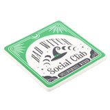Coaster with 'Bad Witch Social Club' design on a white background