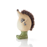 Clay Hedgehog with Green Spot Welly Boots Ornament