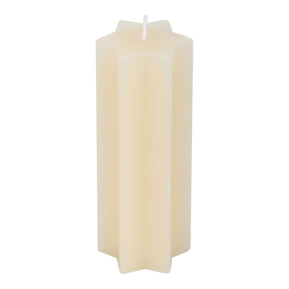 Hexagonal white candle on a white background