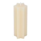 Hexagonal white candle on a white background