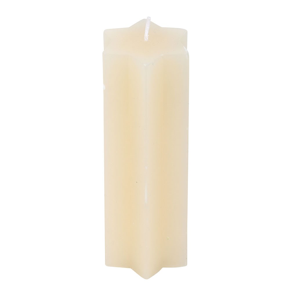 Beige candle on a white background