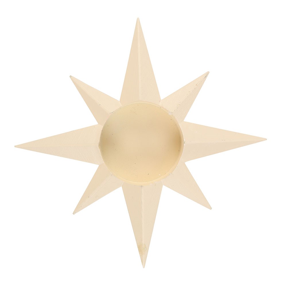 Star-shaped beige candle holder on a white background