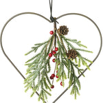 Christmas Hanging Heart with Foliage Branch