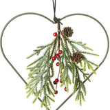 Christmas Hanging Heart with Foliage Branch