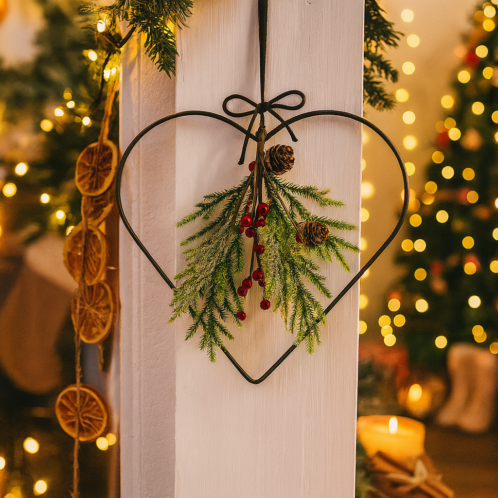 Christmas Hanging Heart with Foliage Branch2