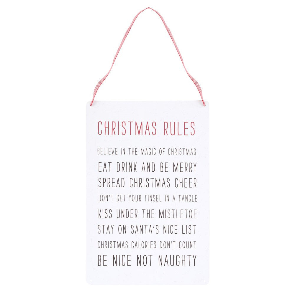 Christmas Rules Metal Hanging Sign2