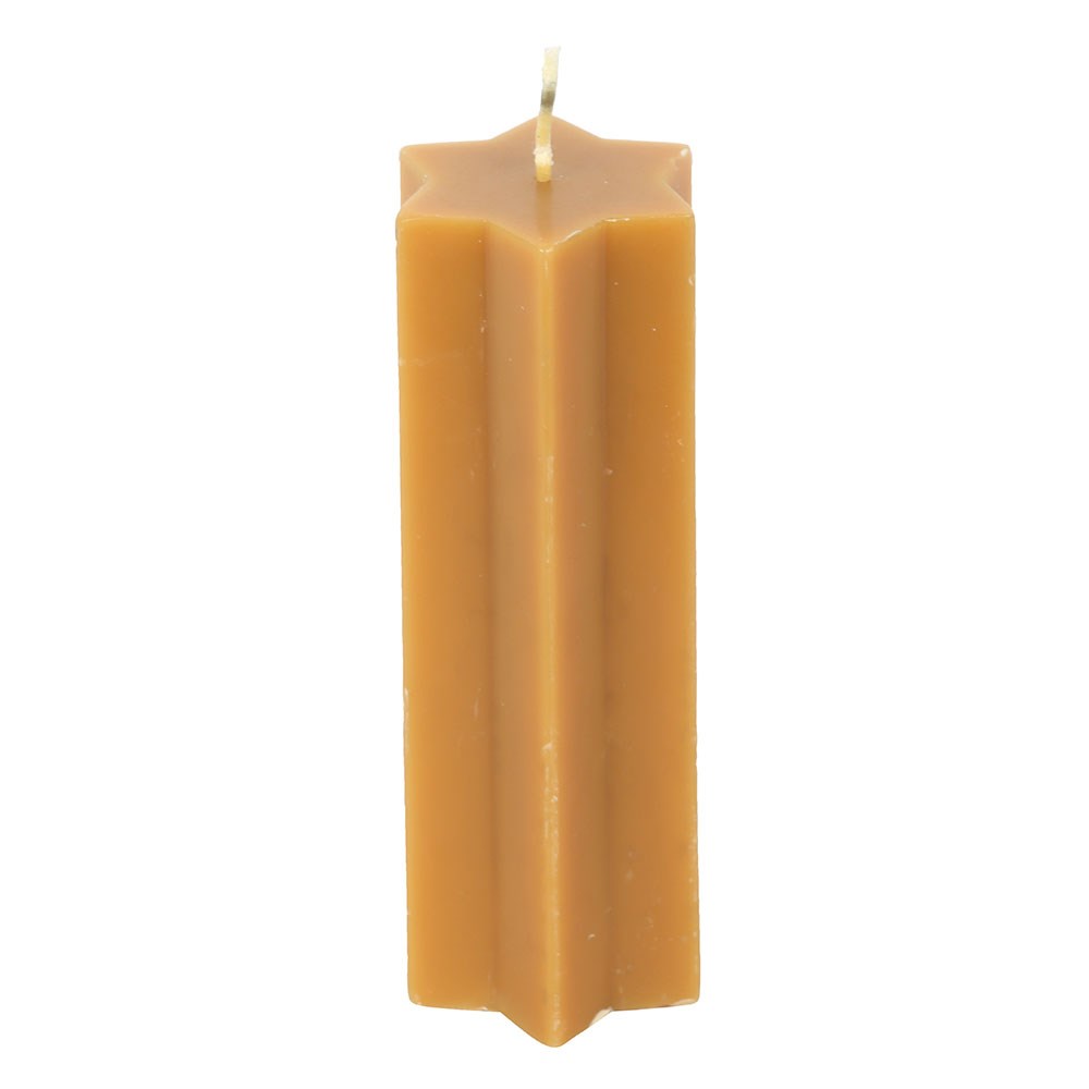 Hexagonal beeswax candle on a white background