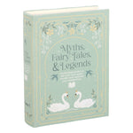Book titled 'Myths, Fairy Tales, & Legends' with decorative cover featuring swans and floral elements.