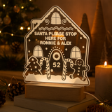 Personalised Gingerbread House Christmas Wooden Based LED Light001
