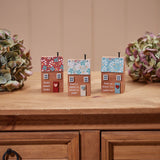 House Block with Floral Roofs - Set of 3