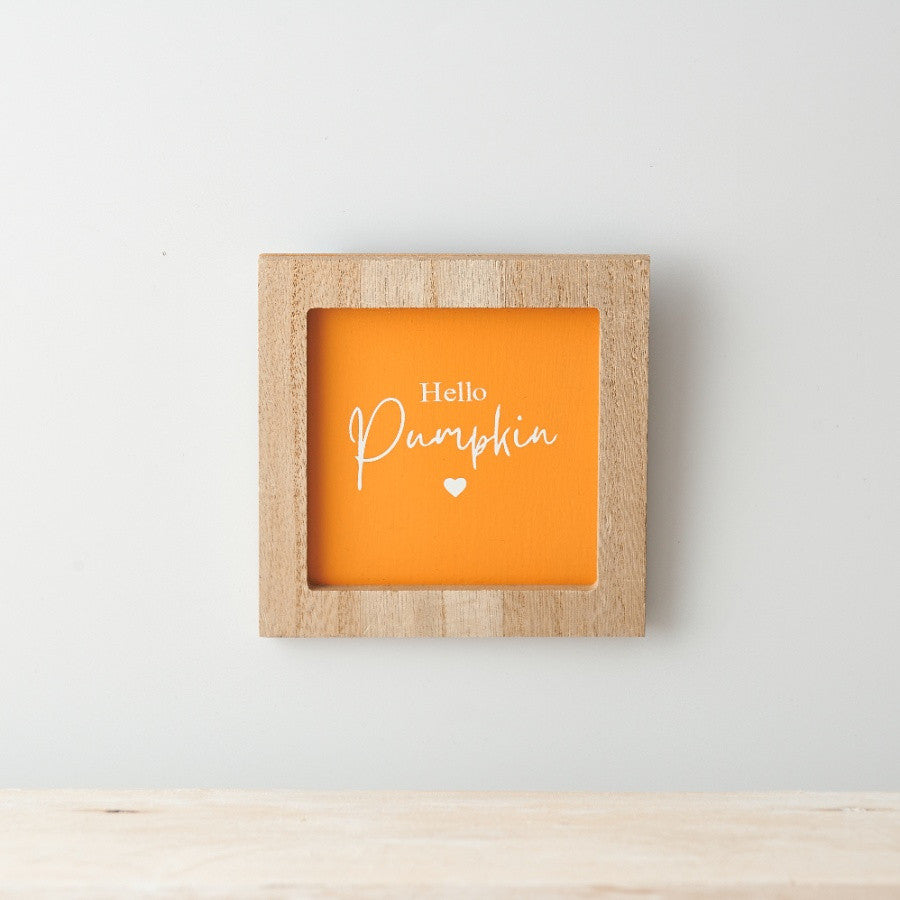 'Hello Pumpkin' Small Wooden Plaque2