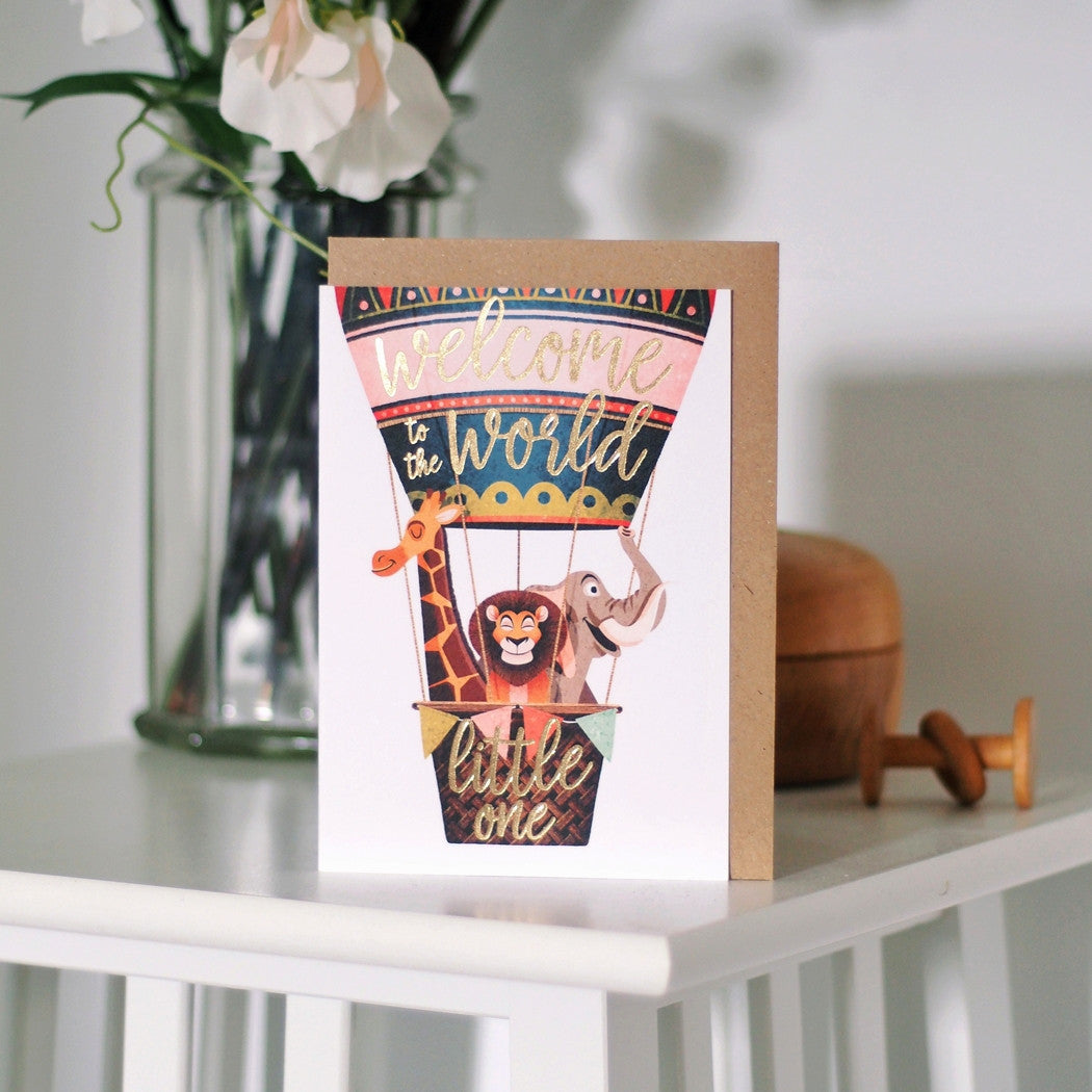 Hot Air Balloon New Baby Card