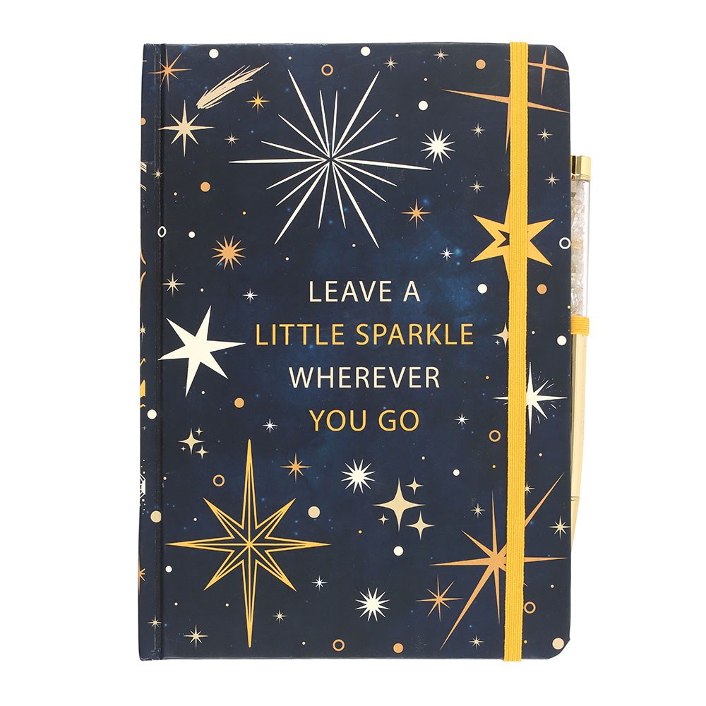 A notebook from the Starry Night Collection with text ' Leave a little sparkle wherever you go' 