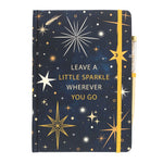 A notebook from the Starry Night Collection with text ' Leave a little sparkle wherever you go' 