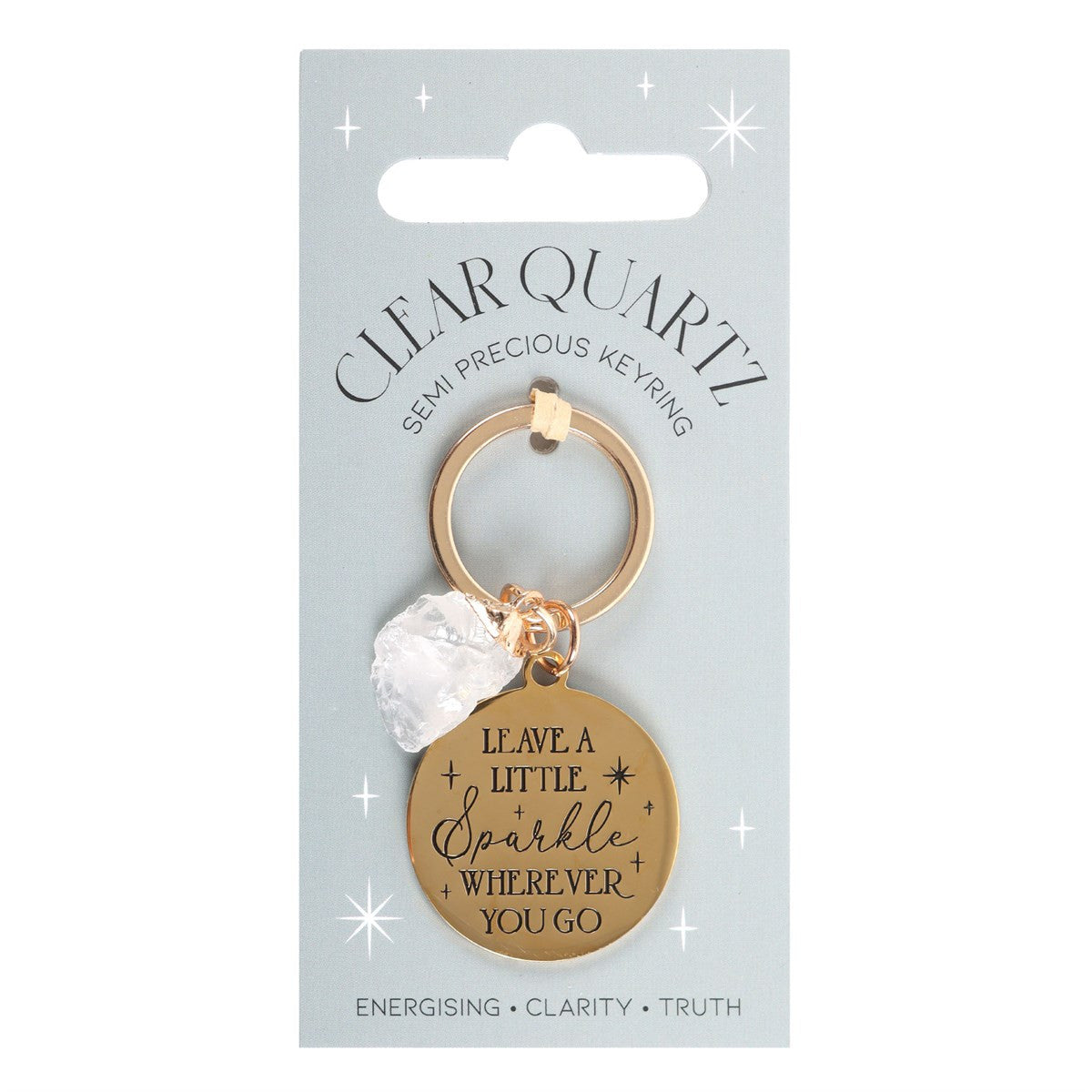 Leave a Little Sparkle Clear Quartz Crystal Keyring2