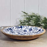 Mango Wood Indigo Blue Floral Bowl