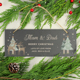 Personalised Christmas Reindeer Hanging Slate Plaque