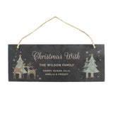 Personalised Christmas Reindeer Hanging Slate Plaque