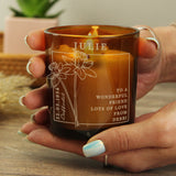 Personalised Birth Flower Amber Glass Candle