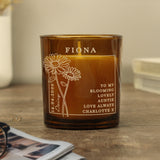 Personalised Birth Flower Amber Glass Candle