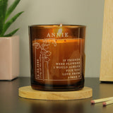 Personalised Birth Flower Amber Glass Candle