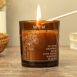 Personalised Birth Flower Amber Glass Candle