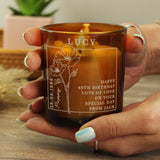 Personalised Birth Flower Amber Glass Candle