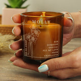 Personalised Birth Flower Amber Glass Candle