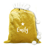 Personalised Gold Luxury Pom Pom Sack