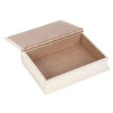 Beige cardboard box with a lid on a white background