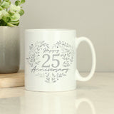 Personalised 25th Silver Wedding Anniversary Mug