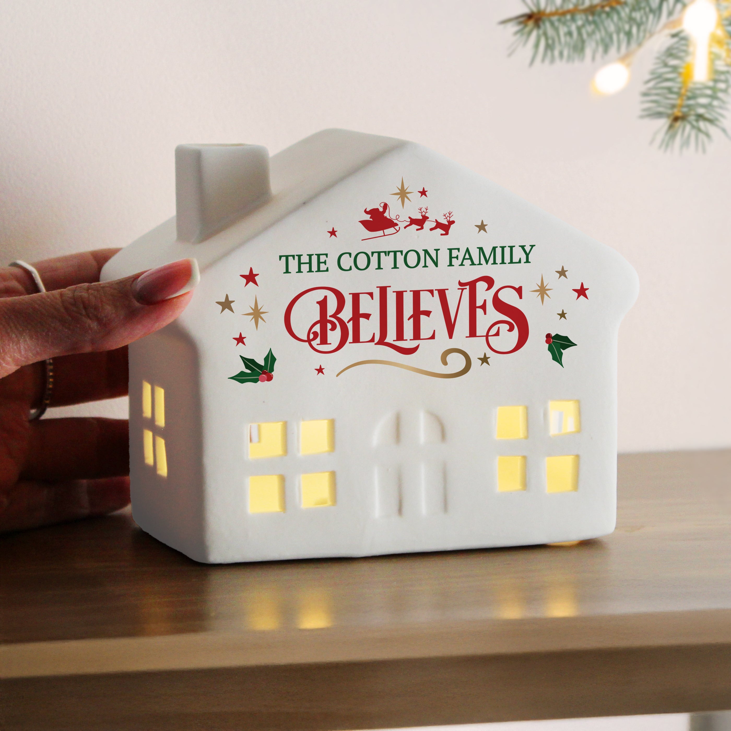 Personalised Believe in Christmas LED House2