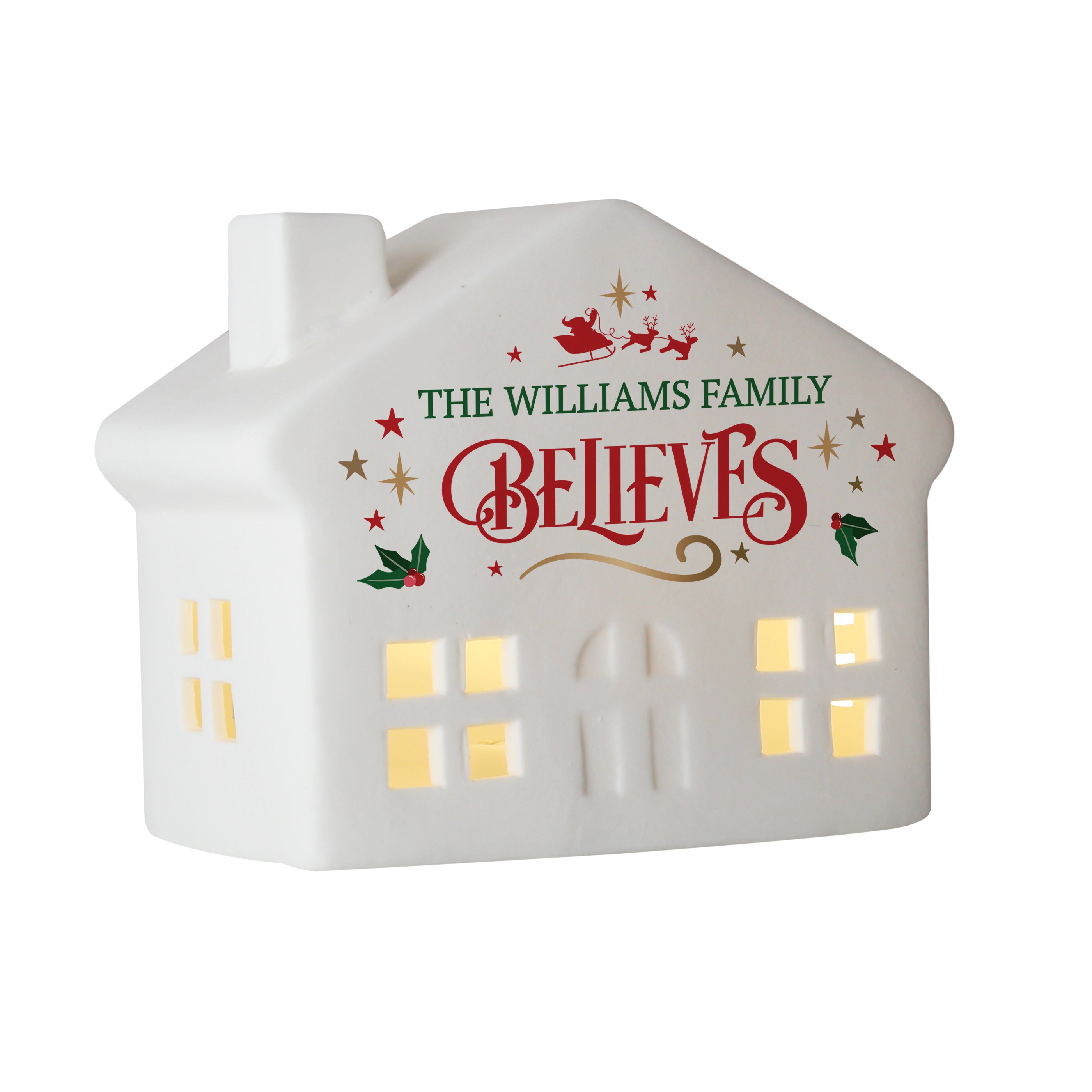 Personalised Believe in Christmas LED House4