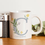 Personalised Floral Initial Mug