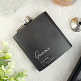 Personalised 'Free Text' Script Black Hip Flask