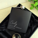 Personalised 'Free Text' Script Black Hip Flask