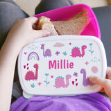 Personalised Girly Dinosaurs Pink Lunch Box