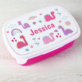 Personalised Girly Dinosaurs Pink Lunch Box