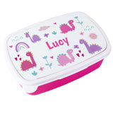 Personalised Girly Dinosaurs Pink Lunch Box