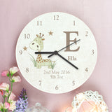 Personalised Hessian Giraffe Shabby Chic Large Wooden Clock