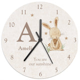 Personalised Hessian Rabbit Shabby Chic Large Wooden Clock