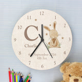 Personalised Hessian Rabbit Shabby Chic Large Wooden Clock