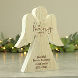 Personalised In Loving Memory Rustic Wooden Angel Decoration