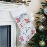 Personalised Pink Bow Christmas Stocking