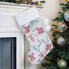 Personalised Pink Bow Christmas Stocking